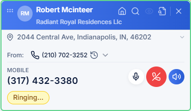 Built-in phone dialer for calling cash buyers directly from the platform