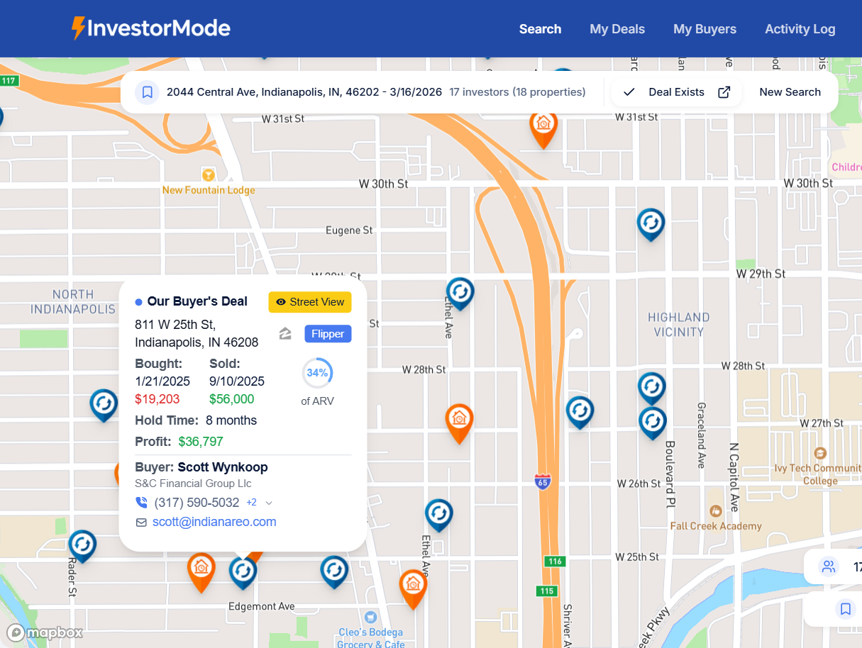 Interactive map search interface